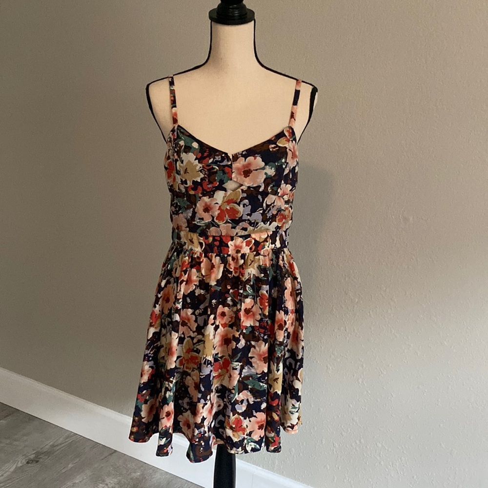 Floral sundress/skater dress with cutout